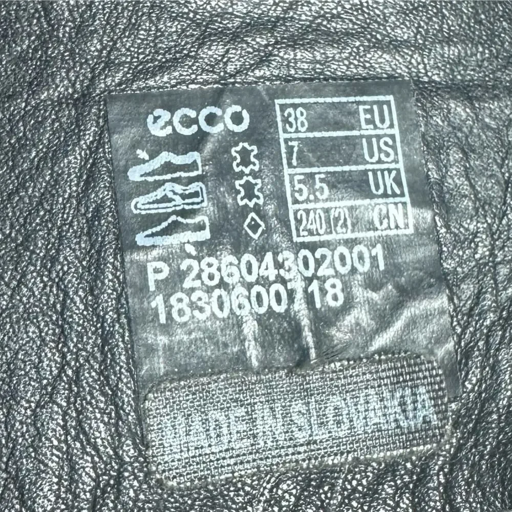 Ecco Skyler Mary Jane Black Leather Wedges Size 38 US 7 comfort hook and loop